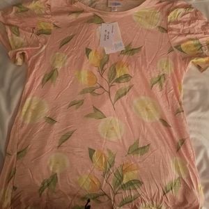 Lularoe lemon print olive top